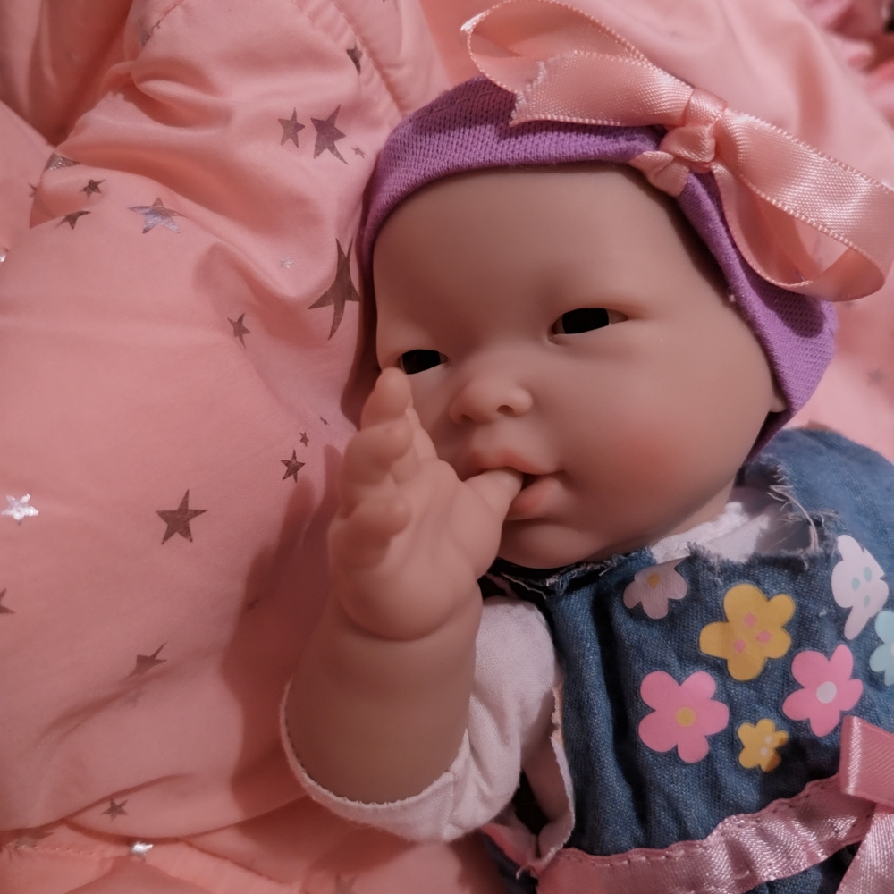 Asian Berengeuer Sweet Baby Doll in Denim Dress with Pink and Purple Details - Picture 4 of 16
